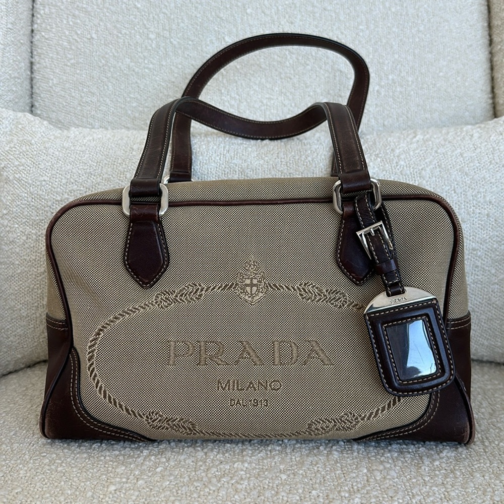 Prada Logo Jacquard Shoulder Bag